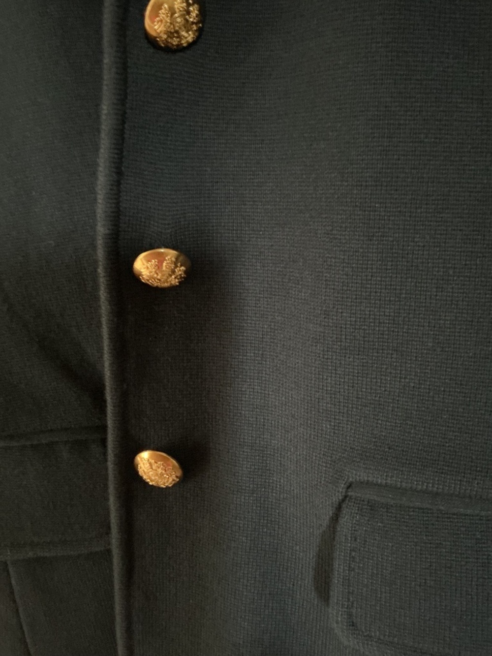 Beautiful Classic Lauren Ralph Lauren Navy Sweater Blazer w/ 3 gold buttons PM - Picture 6 of 8